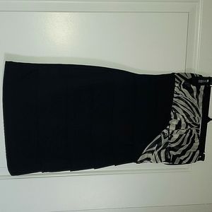 Black and white strapless dress